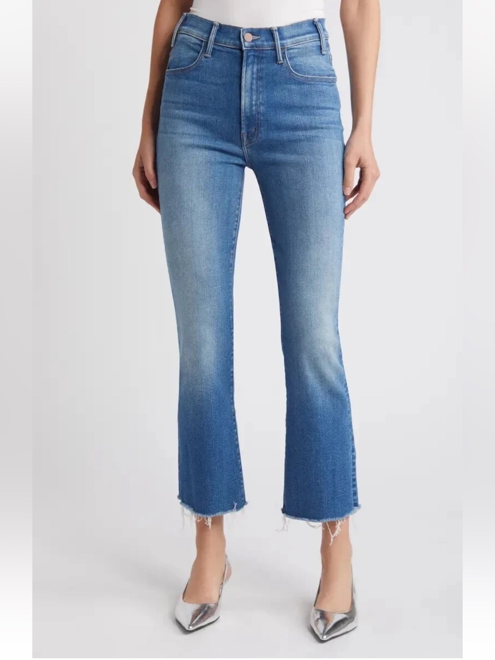 Mother The Hustler Ankle Fray Jeans Meet Cute Blue Size 23